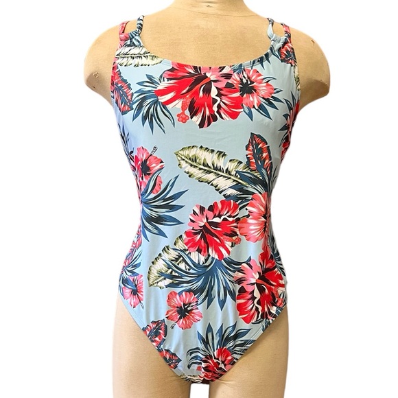 Kona Sol Swimsuit Tropical Floral One Piece XL New - Picture 2 of 9